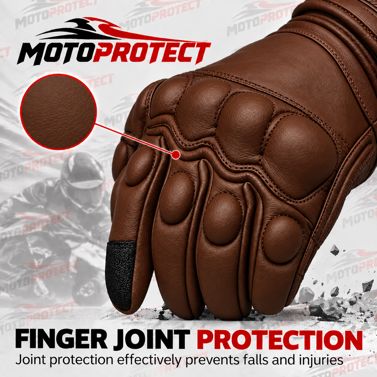 Guantes de Moto Piel Lisa – Protección en Nudillos para Entretiempo e Invierno