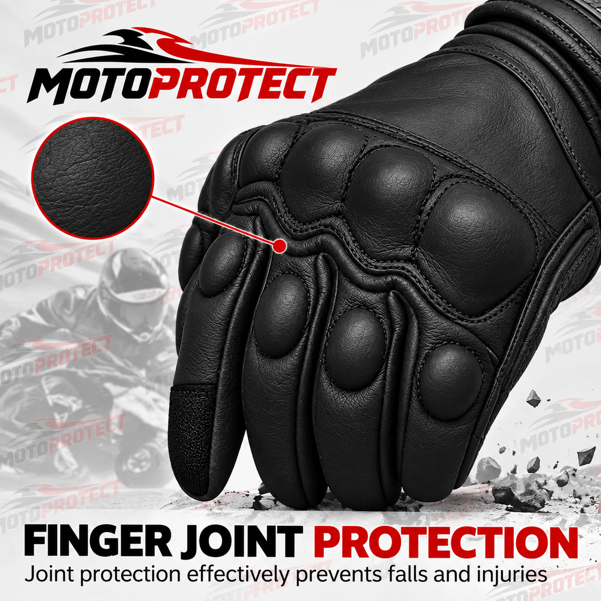 Guantes de Moto Piel Lisa – Protección en Nudillos para Entretiempo e Invierno