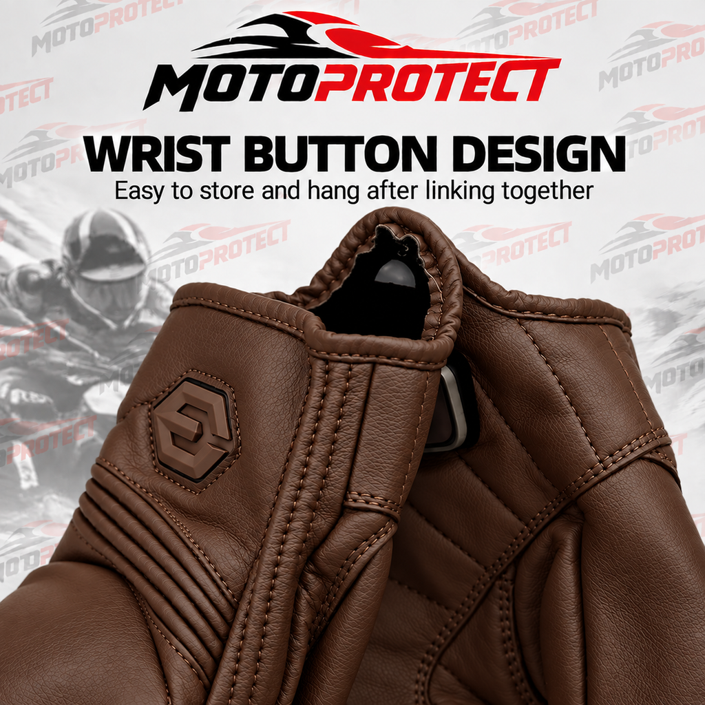 Guantes de Moto Piel Lisa – Protección en Nudillos para Entretiempo e Invierno