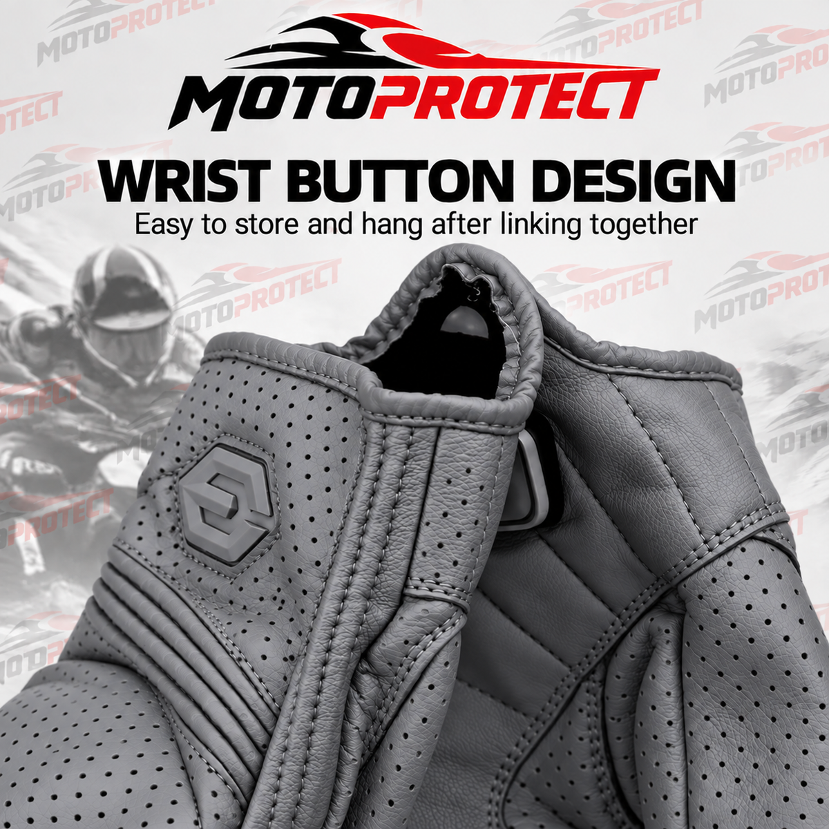 Guantes de Moto Transpirables – Piel Genuina Perforada con Protección en Nudillos