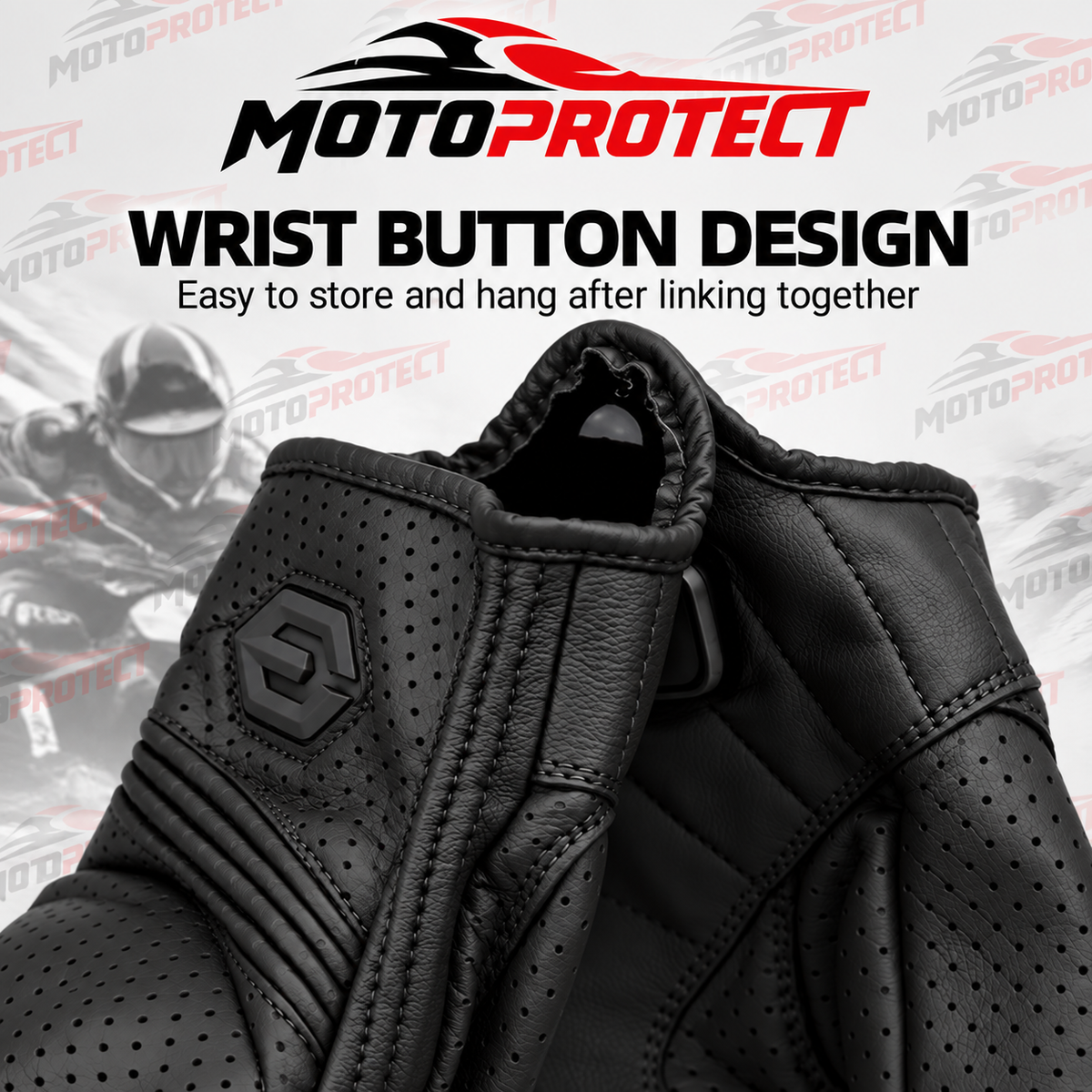 Guantes de Moto Transpirables – Piel Genuina Perforada con Protección en Nudillos