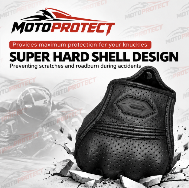 Guantes de Moto Transpirables – Piel Genuina Perforada con Protección en Nudillos