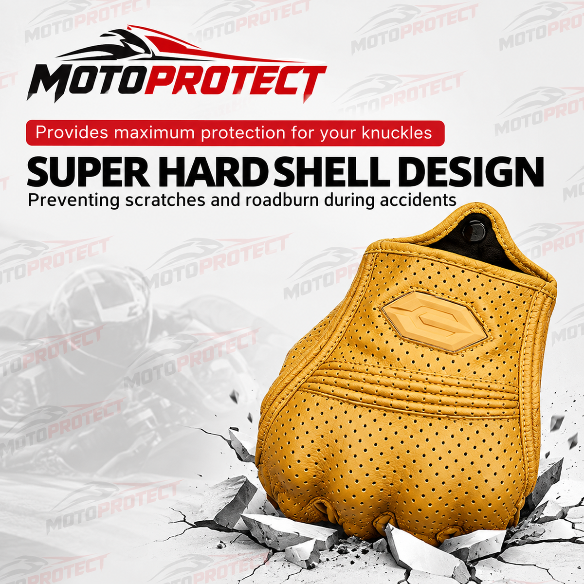 Guantes de Moto Transpirables – Piel Genuina Perforada con Protección en Nudillos