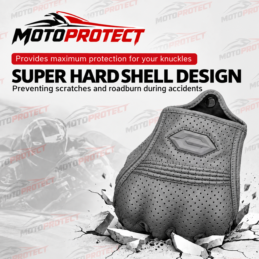 Guantes de Moto Transpirables – Piel Genuina Perforada con Protección en Nudillos