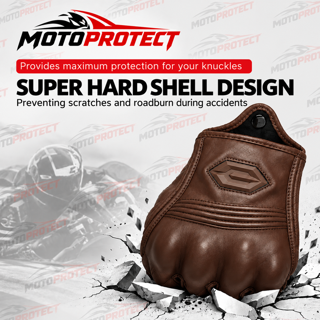 Guantes de Moto Piel Lisa – Protección en Nudillos para Entretiempo e Invierno