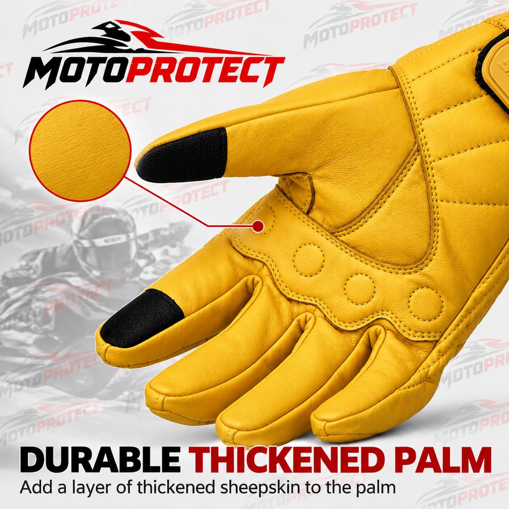 Guantes de Moto Piel Lisa – Protección en Nudillos para Entretiempo e Invierno