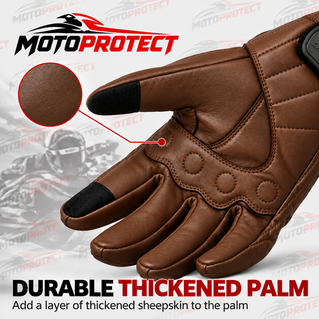 Guantes de Moto Piel Lisa – Protección en Nudillos para Entretiempo e Invierno