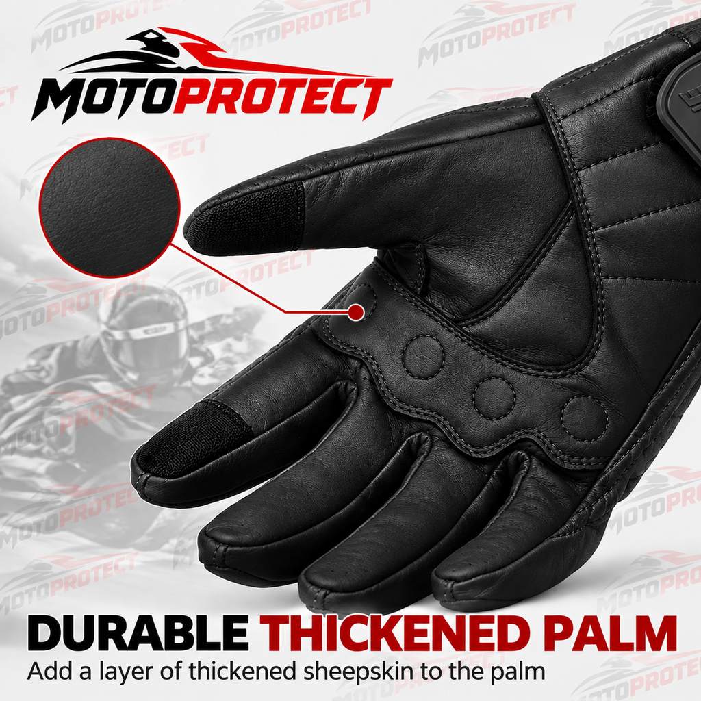 Guantes de Moto Piel Lisa – Protección en Nudillos para Entretiempo e Invierno