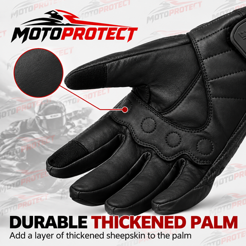 Guantes de Moto Piel Lisa – Protección en Nudillos para Entretiempo e Invierno