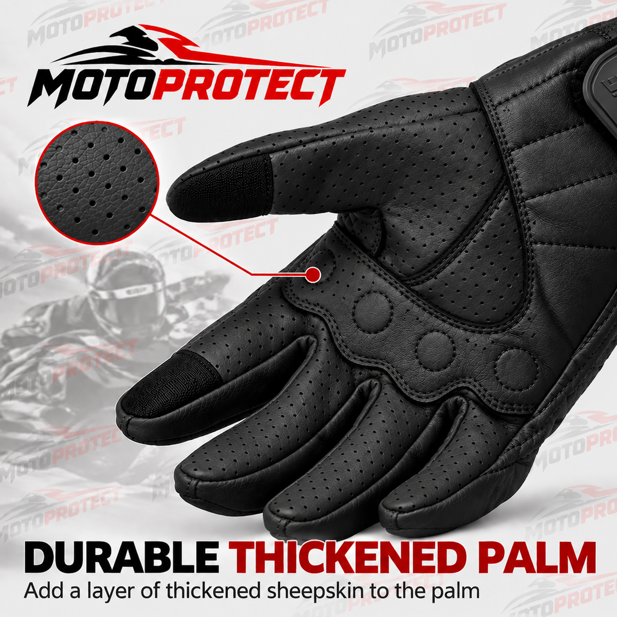 Guantes de Moto Transpirables – Piel Genuina Perforada con Protección en Nudillos