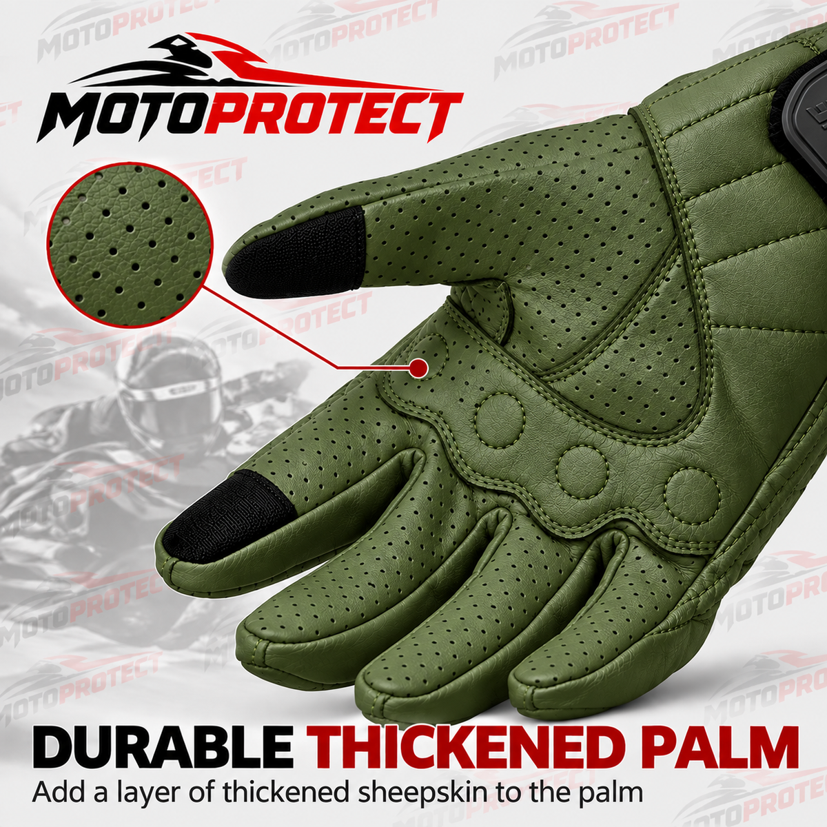 Guantes de Moto Transpirables – Piel Genuina Perforada con Protección en Nudillos